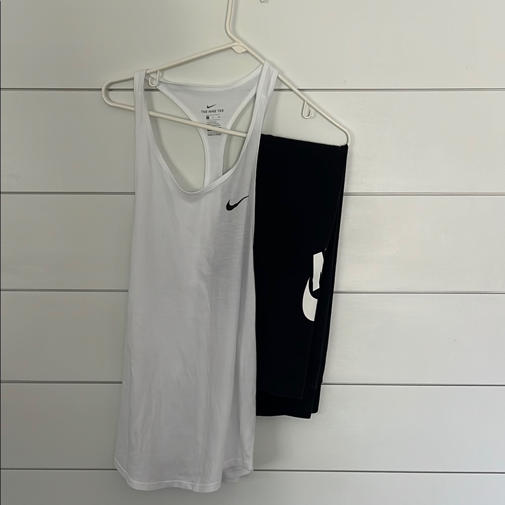 Nike White Tank and Black Leggings Combo
